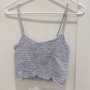 Blue and white brandy tank